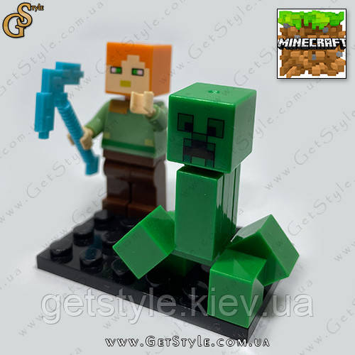 Конструктор фігурки Кріпер і Алекс Майнкрафт Creeper Alex Minecraft 4.5 см