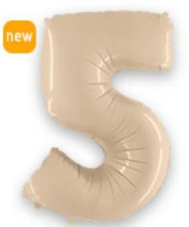 Куля цифра "5" Колір: Кремовий сатин. Розмір: 40"(100 см). Пр-во: FlexMetal (Іспанія)