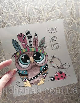 Дитяча термонаклейка на одяг Wild and free, фото 1
