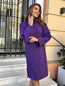 Тепле плаття-туніка з тринитки фіолетове