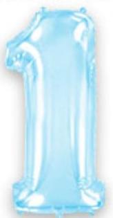 Куля цифра "1" Колір: Пастель Блакитна. Розмір: 40"(100 см). Пр-во: FlexMetal (Іспанія)