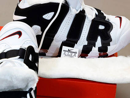 Кроссовки зимние мужские и женские Nike Air More Uptempo white с