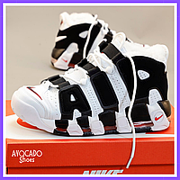 Кроссовки зимние мужские и женские Nike Air More Uptempo white с мехом / Найк аир мор Аптемпо белые на меху