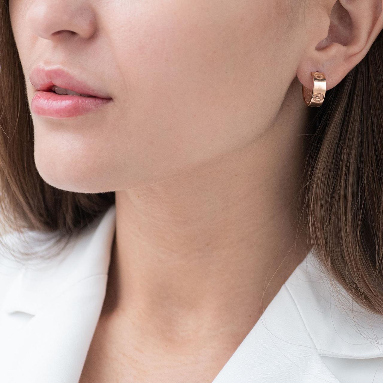 Сережки — кільця "Love" в червоному золоті с07216 Zipexpert ZIPEXPERT