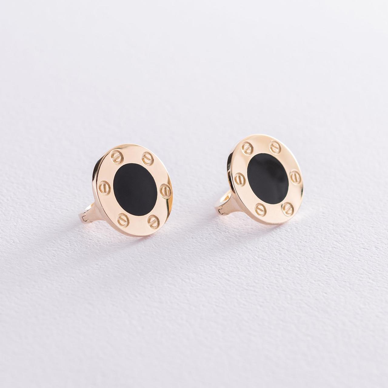 Сережки "Love" у жовтому золоті (емаль) с06796 Zipexpert ZIPEXPERT