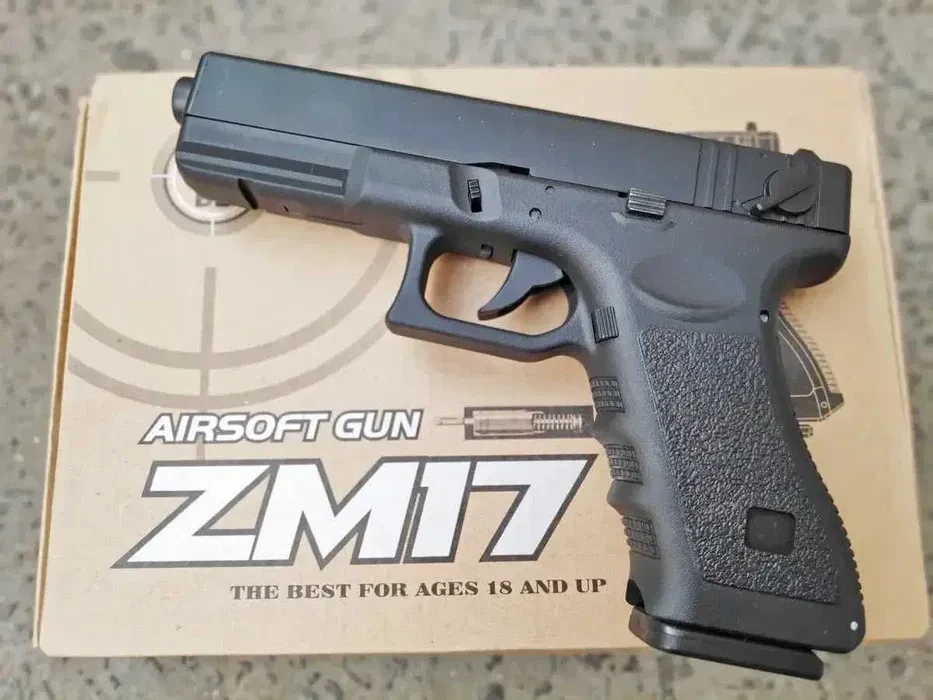 Іграшковий пістолет ZM17, Glok 17, на пульках, з запобіжником, затворна затримка, іграшкова зброя