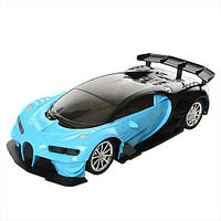 Машинка трансформер с пультом Bugatti Robot Car Size 1:18 трансформируется 220х92х60 мм Синяя