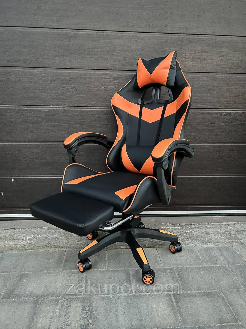 Крісло геймерське PRESTIGE POL-01 чорно оранжеве ігрове крісло офісне, фото 1