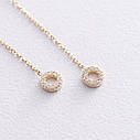 Сережки-пусети "Кружечки" у жовтому золоті 
(фіаніти) с07232 Zipexpert ZIPEXPERT, фото 5