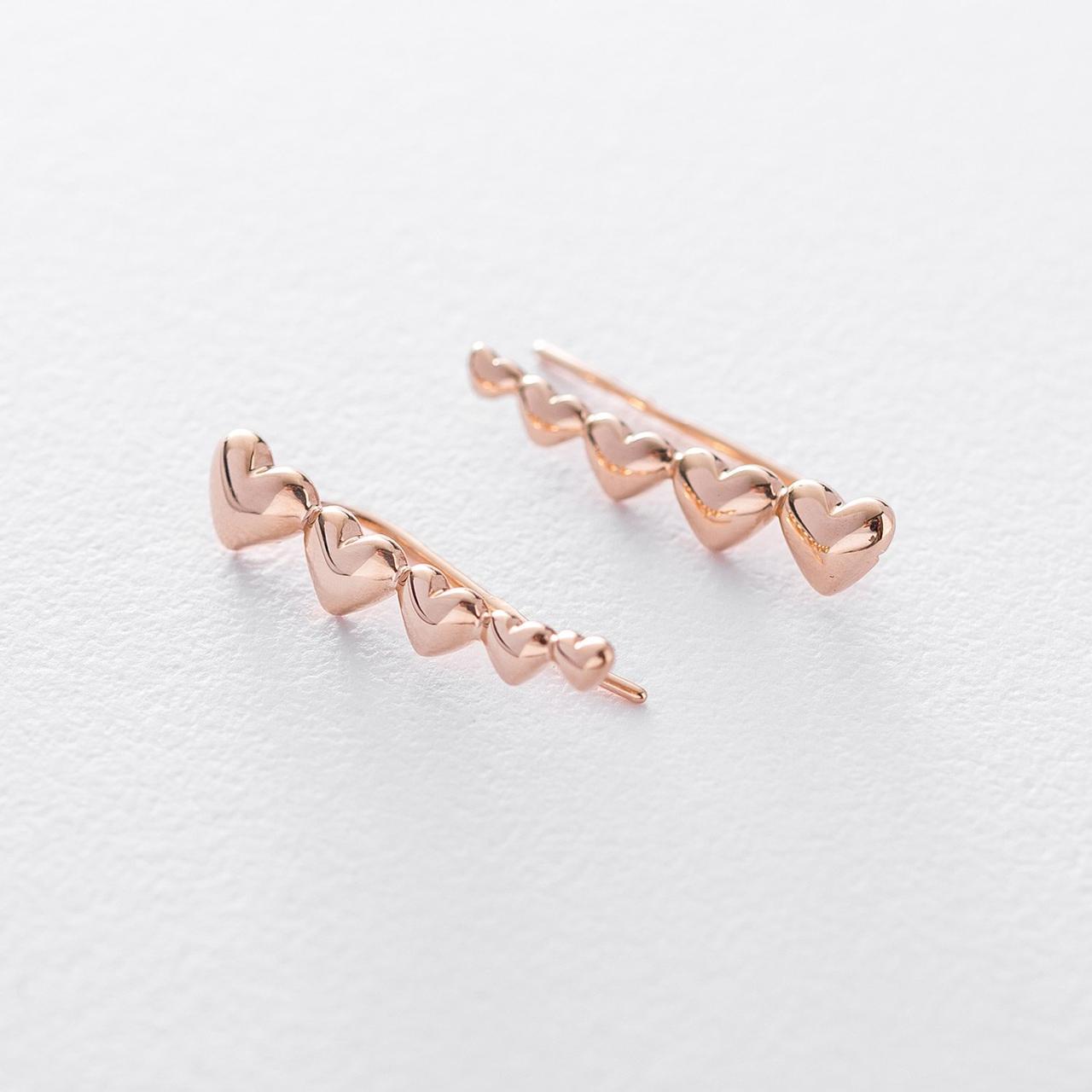 Золоті сережки — клаймери із сердечками 
с05945 Zipexpert ZIPEXPERT, фото 1