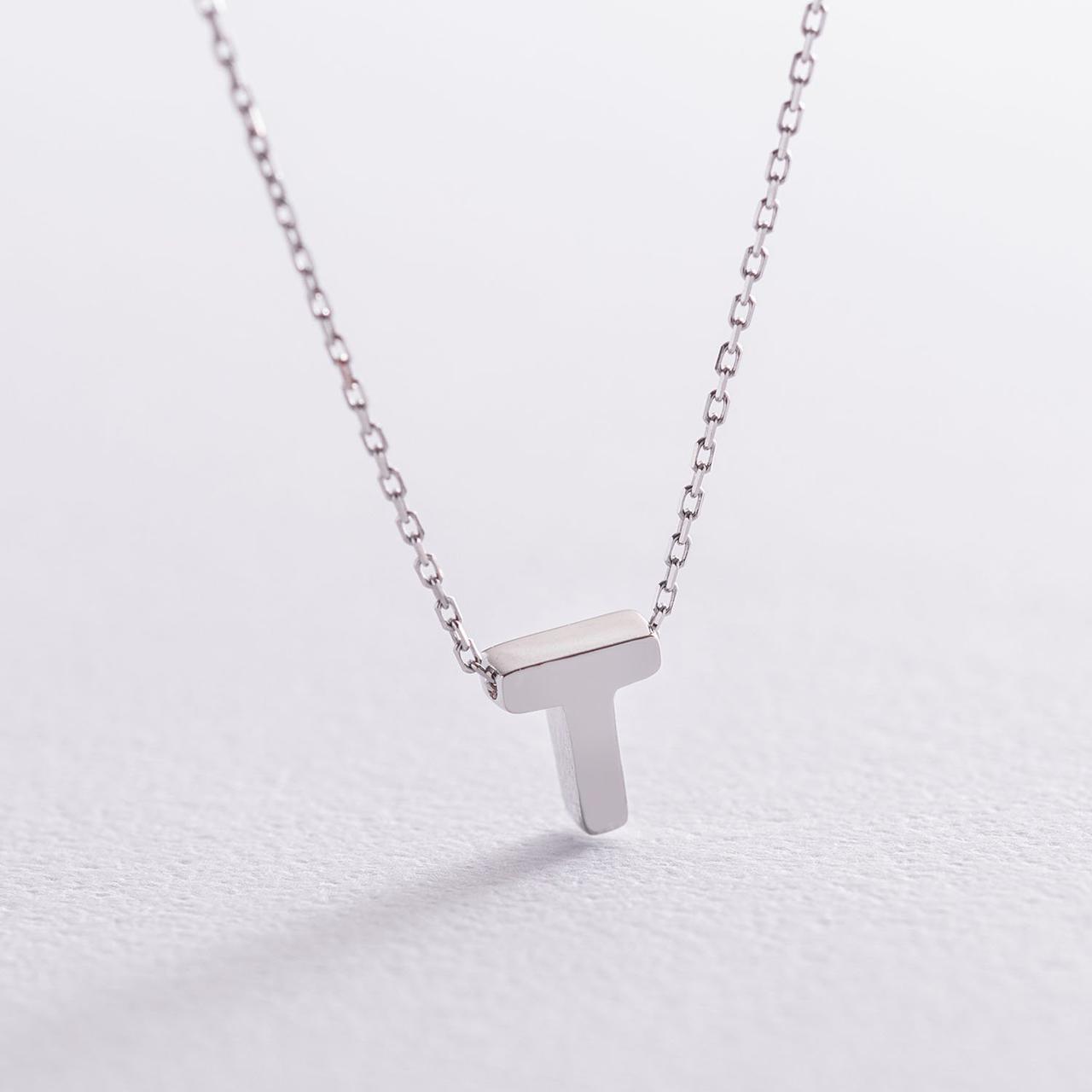 Кольє з буквою "Т" у білому золоті коло1254Т Zipexpert ZIPEXPERT, фото 1