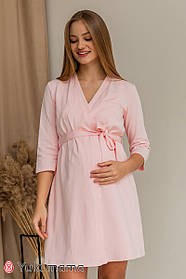 Легкий трикотажний халат 2 в 1 рожевого кольору для вагітних і мам що годують, розмір від S до XL