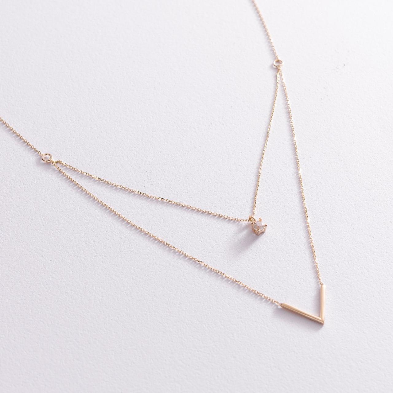 Золоте кольє "Озобне" з фіанітом кол02044 Zipexpert ZIPEXPERT, фото 1