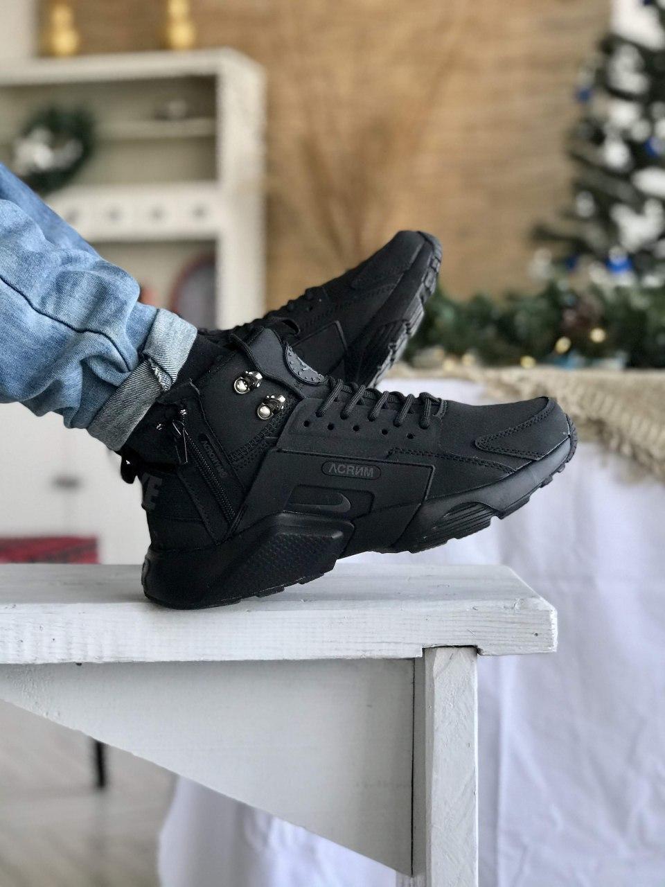 Кросівки чоловічі чорні термо Nike Huarachi Acronym (01622)