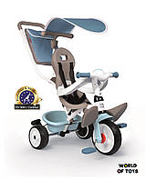 Дитячий велосипед Smoby Toys металевий з козирком багажником і сумкою Блакитний (741400)