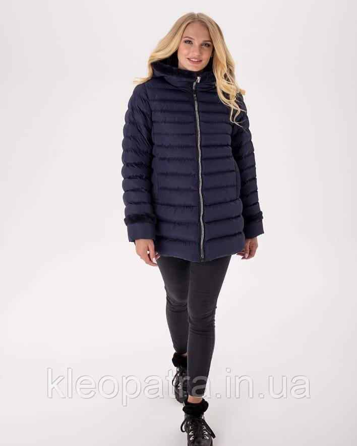 Зимовий пуховик Каті з плащової тканини з норкою