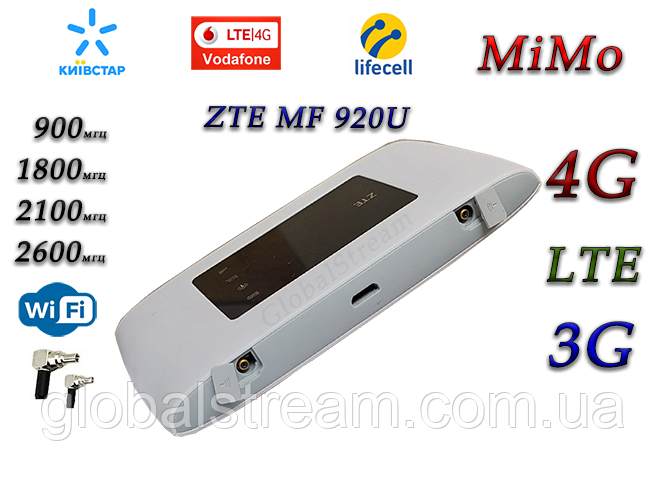 Мобільний модем 4G-LTE/3G WiFi Роутер ZTE MF920u KS, VD, Life з 2 виходами під антену MiMo