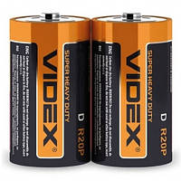 Батарейки солевые VIDEX R20P/D + 40%Lifetime SHRINK 2шт