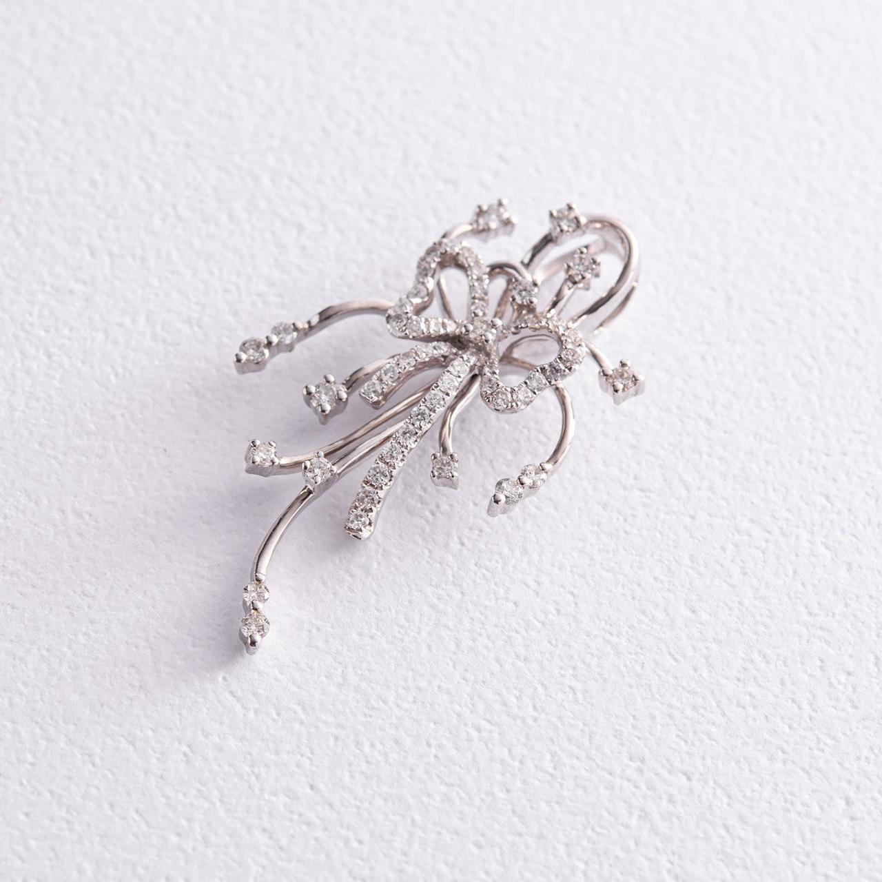 Золота підвіска Бантик з діамантами, кулон із золота, ювелірна прикраса, фото 1