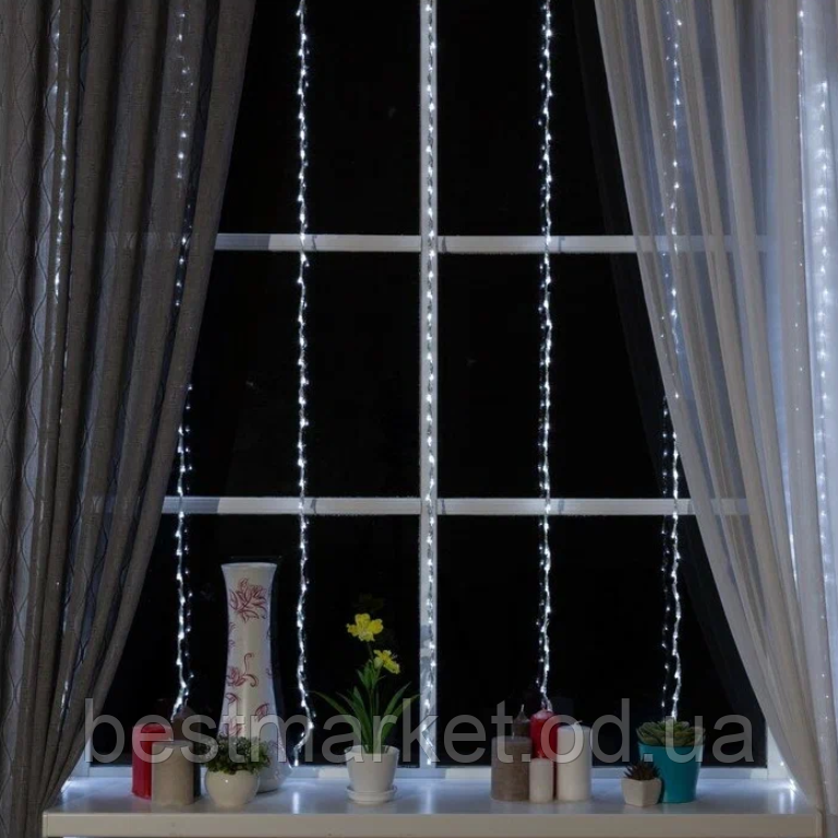 Внутрішня світлодіодна Гірлянда Штора-Водоспад 280 Led 3 х 2 м Холодний Білий пр/пр