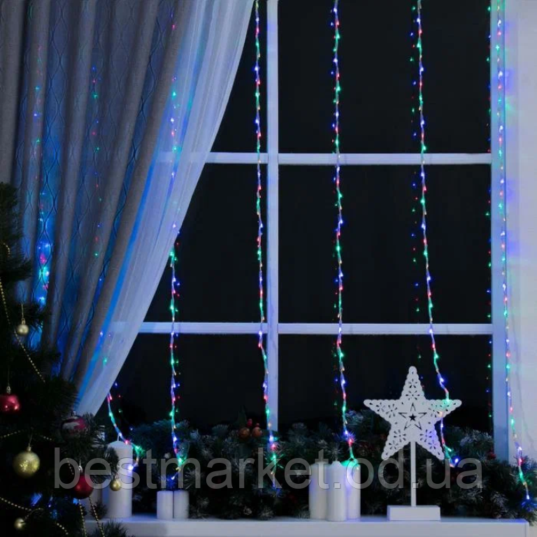 Внутрішня світлодіодна Гірлянда Штора-Водоспад 280 Led 3 х 2 м Мульти пр/пр, фото 1