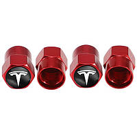 Ковпачки на ніпель для автомобіля Тесла Alitek Short Red Tesla, 4 шт.