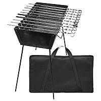 Набор для пикника разборной мангал чемодан на 10 шампуров с чехлом в комплекте 10 шампуров 570/10/2 мм