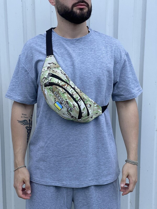 Бананка камуфляжна "Слава ЗСУ!" з прапором України, фото 1