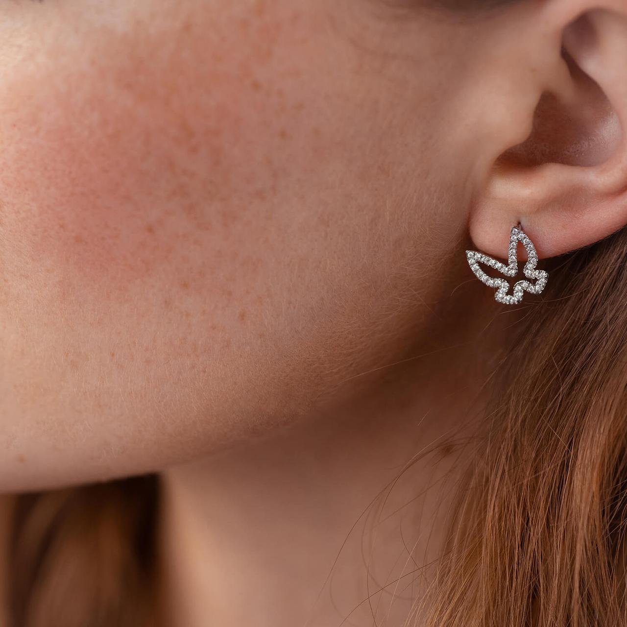 Золоті сережки — пусети "Метелики" з діамантами 
32871521 Zipexpert ZIPEXPERT, фото 1