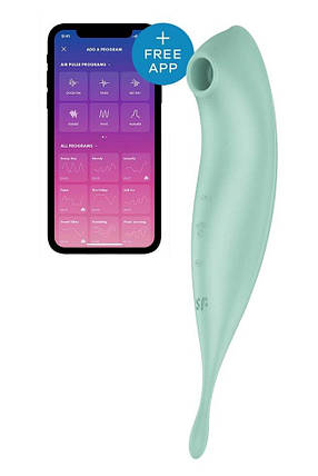Розумний вібратор для клітора з вакуумною стимуляцією сатиффайера Twirling Pro+ Mint, фото 2