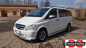 Бокові пороги Premium (2 шт., нерж.) d60, Коротка/Середня бази для Mercedes Vito W639 2004-2015рр.