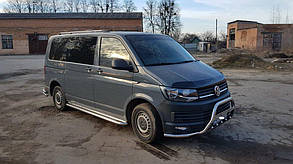 Бокові пороги Premium (2 шт., нерж) 60 мм, коротка база для Volkswagen T6 2015↗, 2019↗ мм.