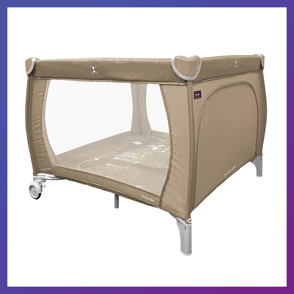 Дитячий манеж-ліжко з причіпними кільцями Carello Grande CRL-11504/1 Sand Beige бежевий
