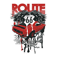 Route 66. Вологостійка наклейка 10*7 см