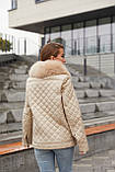 Зимова стьобана куртка з коміром із натурального песця 204, фото 6