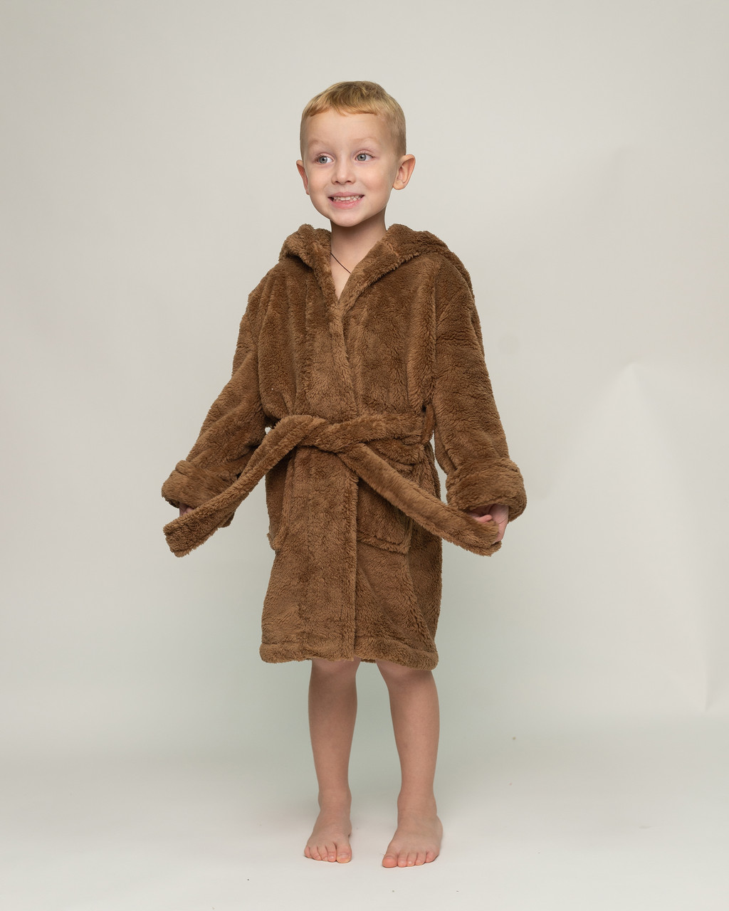 Халат дитячій махровий Світло-коричневий Тедді, фото 1