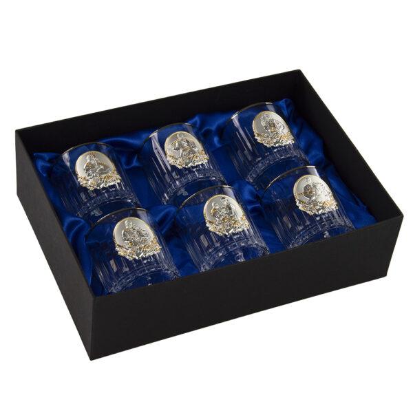 Набір склянок Boss Crystal Козаки з платиновими та золотими накладками