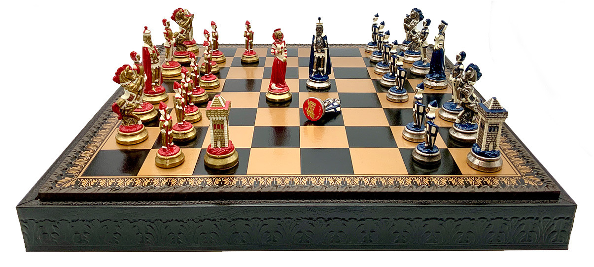 Шахи шашки і нарди  від  Italfama "Camelot Piccolo" матеріал  кожа розмір 48*48 см  Колір  чорний