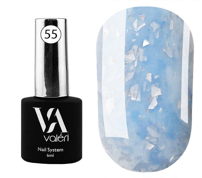 База для гель-лаку Valeri Base Potal 55 Світло-блакитний зі сріблястою стелею 6 ml