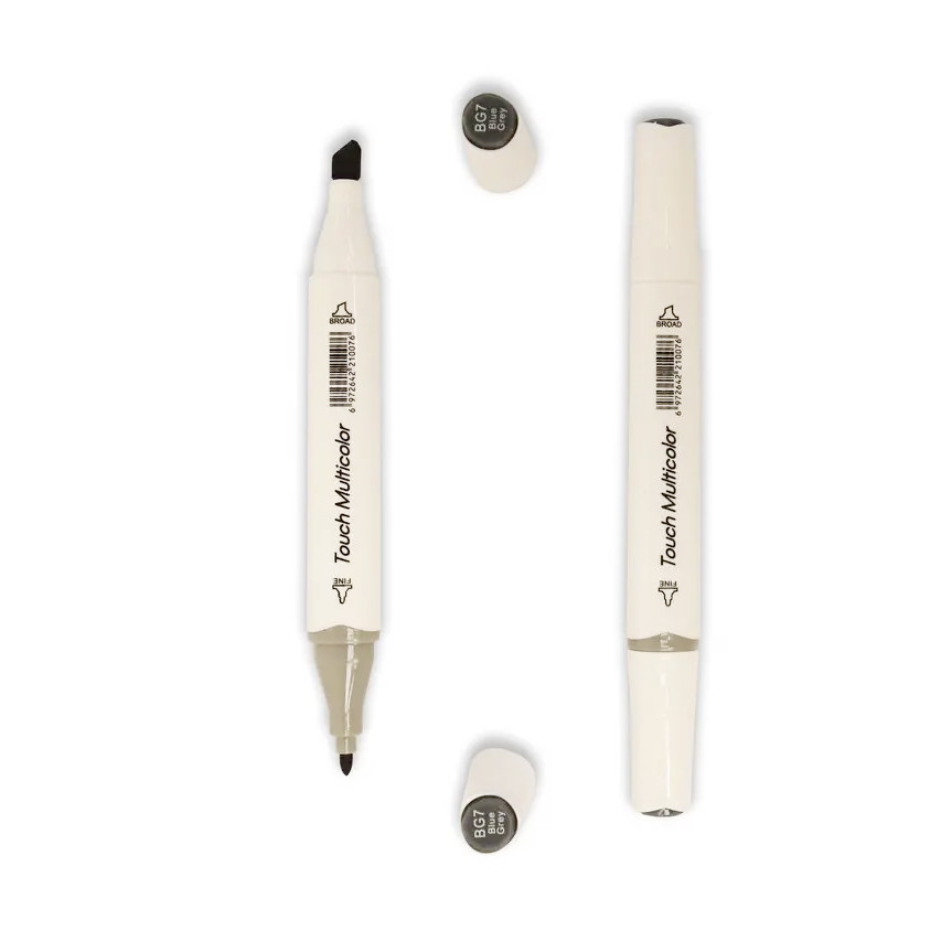 Маркер двусторонній Touch Multicolor для скетчингу і малювання MBG7 Blue Grey (серий), фото 1