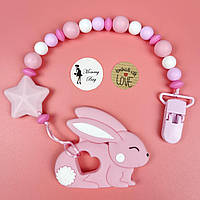 Силіконовий гризунок для зубів малюків Mommy Bag Зайчик рожевий Прорізувач для дітей