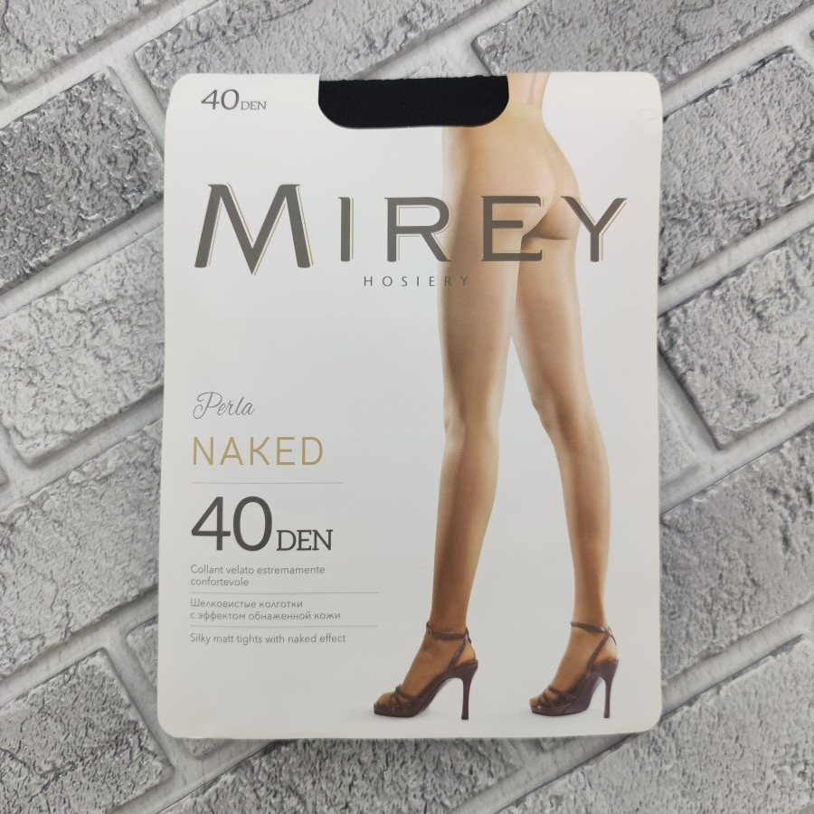 Капронові колготки без шортиків Mirey NAKED №5 40 den з ефектом голої шкіри (nero чорні) ЛЗ-210392