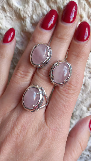 Срібний комплект із рожевим кварцом, фото 1