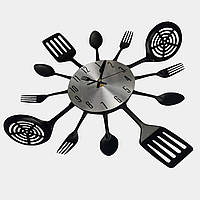 Настенные часы на кухню Ложки-вилки "Fork" Впечатляющее украшение для кафе и кухни (Металл, 40 х 40 см)