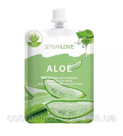 Протизапальна бульбашкова маска для обличчя з алое SERSANLOVE Aloe Moisturizing Bubble Clay Mask, 100 мл