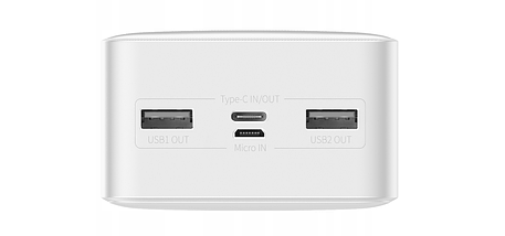 Зовнішній акумулятор Power Bank Baseus 30000 mAh 3XUSB USB-C PD 15W білий, фото 4