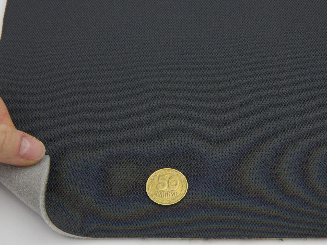 Автотканина оригінальна стельова 1212, колір темно-сірий (графіт), на поролоні 3мм, ширина 1,40м., фото 1