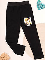 Лосини дитячі 1076 чорні з принтом на хутрі