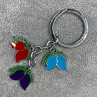 Брелок металевого сріблястого кольору різнобарвні квіточки покритий кольоровою емаллю довжина 8,5 см