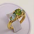 Каблучка золота 585 проби з хризолітом і топазом 12356003, фото 2